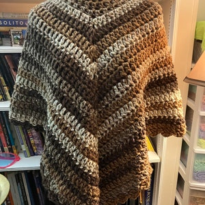 Brown Poncho, Multishades Poncho, Crochet Poncho, Warm Poncho, Fall/Winter Poncho, Handmade Poncho, 68 in length Poncho, Small Poncho