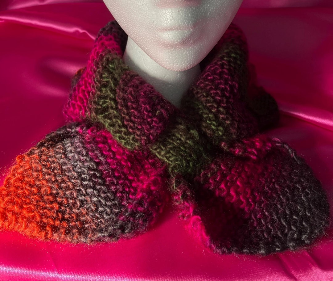 Handmade Rainbow Knit Scarf, Colorful Winter Scarf (30 in Long) - Etsy