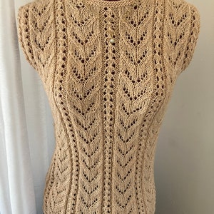 Beige Top, Alpaca Top, Sleeveless Top, Small Top, Beautiful Top, Handmade Top, Crochet Top, Elegant Top, Easy Care Top, Warm Top