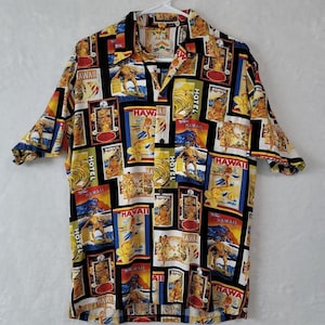 Zeldzame ananassap heren Hawaiiaans shirt reizen surfer poster print maat klein