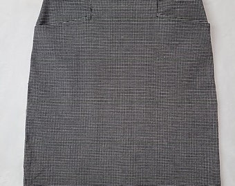 VTG Jamie Z Women's Micro Plaid Pencil Skirt Size 6 (Medium) Pockets Black