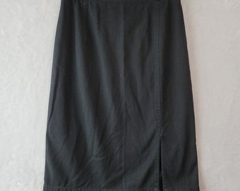 Vintage Chicos Designs Black Denim 100% Cotton Pencil Skirt Size 1 US Medium