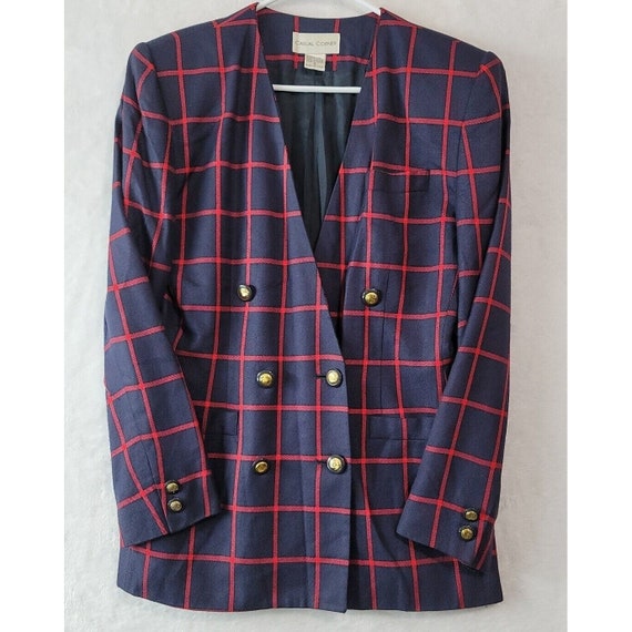 VTG Casual Corner Windowpane Plaid Blazer Womens … - image 1