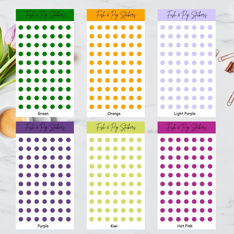 5mm Circle Dot Color Stickers Sheet on White for Planners and Journals ...