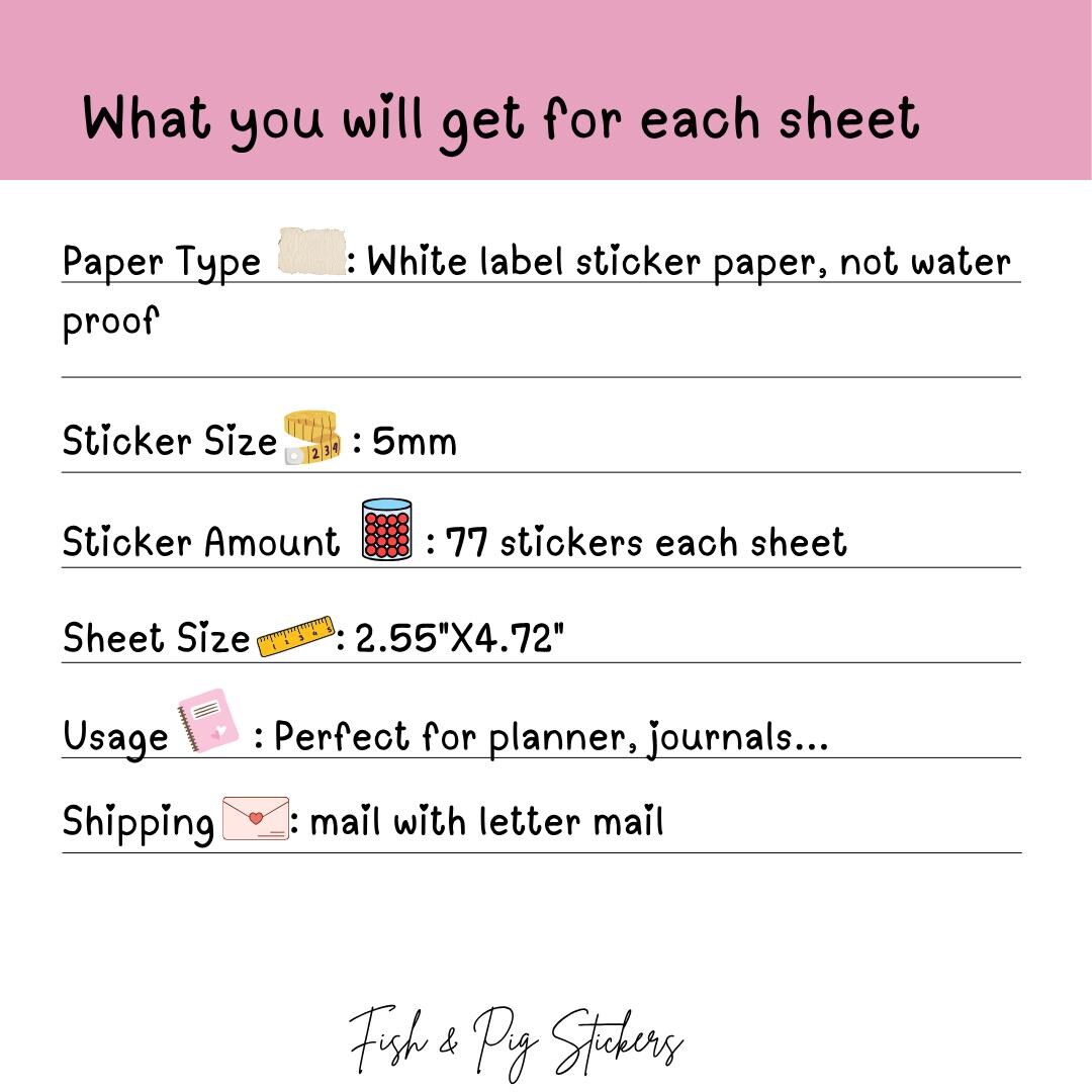 Planner Dot Stickers Sheet| Mini Dot Stickers| Circle Stickers| Small ...