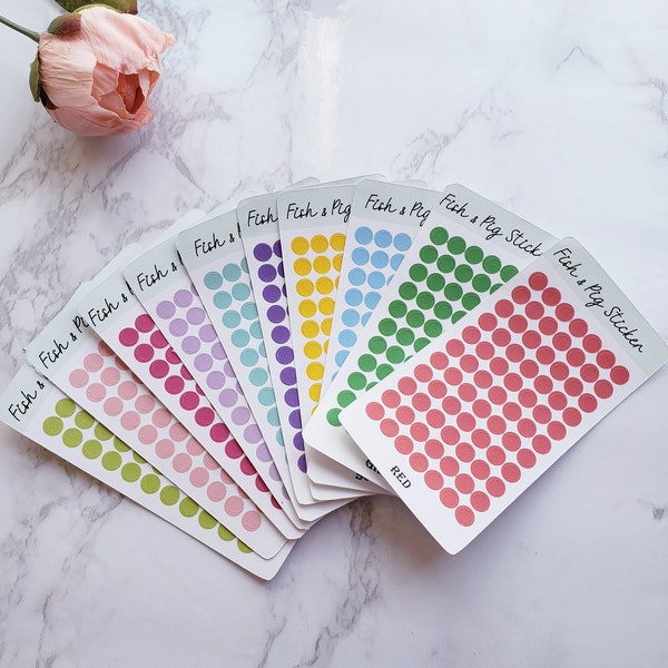 5mm Circle Dot Color Stickers Sheet on White for Planners and Journals