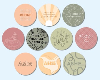 Ashe Buttons (10er Pack) Pins Rae Niall Horan Konzertästhetik Handgemacht minimalistisch Fan merch preiswerte einzigartige Aufnäher