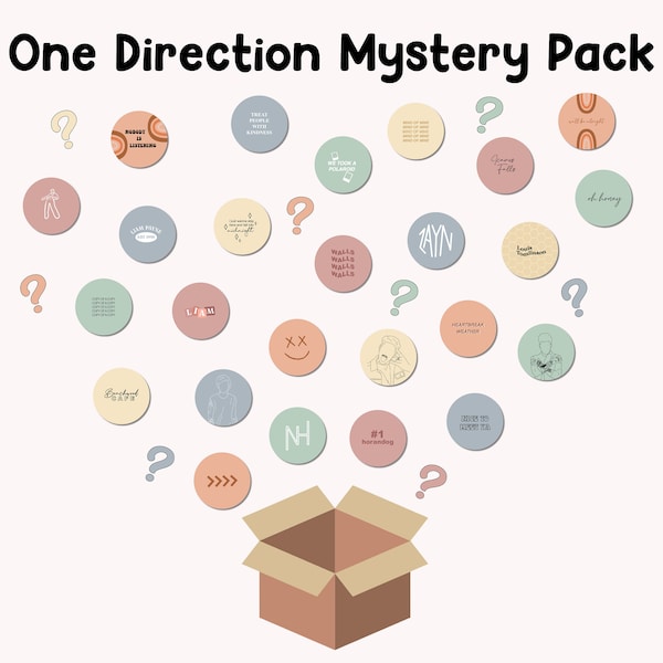 1D Mystery Pack (6 Pack) Buttons | pins one direction directioner harry styles louis tomlinson niall horan zayn malik liam payne inexpensive