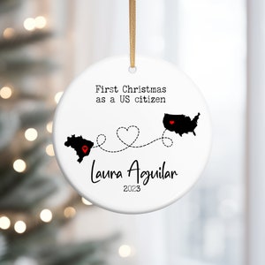 US Citizenship Gift New Citizen Gift First Christmas as US Citizen Custom with Any Two Countries,  Long Distance Gift