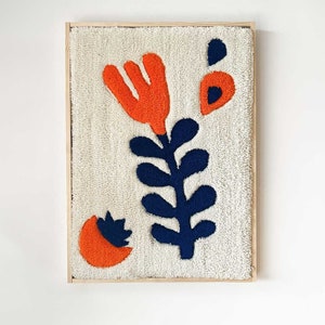 Dywan Orange Flower38, ręcznie robiony, pikowany, oprawiony w ramę, wiszący na ścianie, spersonalizowany, wyjątkowy prezent dla najlepszego przyjaciela, dywanik domowy, dywanik z niestandardowym imieniem, prezent do noszenia w domu