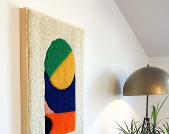 Geo 43 Geometric Shape Handmade Tufting Framed Desing, Personalized Unique Gift for Best Friend Home Rug Custom Name Rug Housewearing Gift