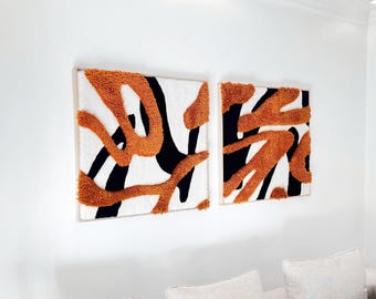 Double handmade scandinavian wall art, pumpkin home decor, modern home decor in graphic design