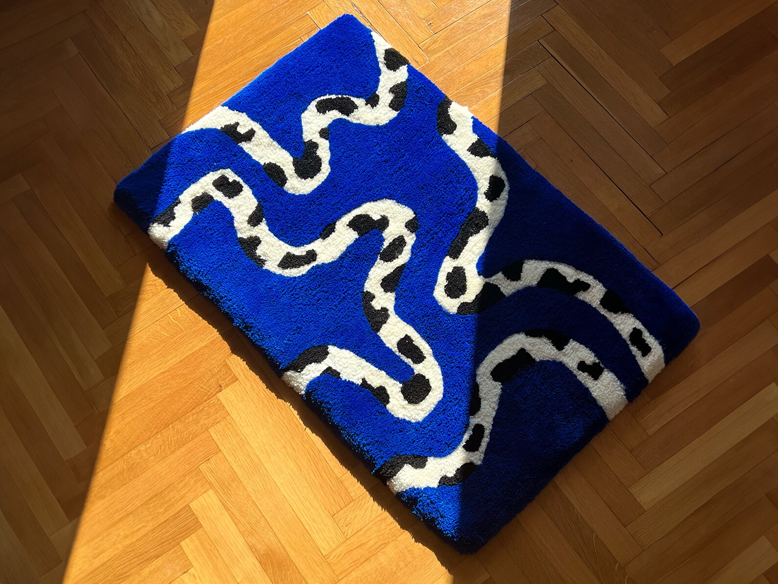 Handmade Black and White Cow Spotted Rug, Snake Cow Spotted. Custom ...