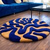 Waves in a Circle, Blue Wave Rug, Tufting Rug and Abstract Shapes ...