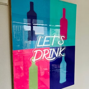 Bar Wall Art with Vibrant Neon Sign