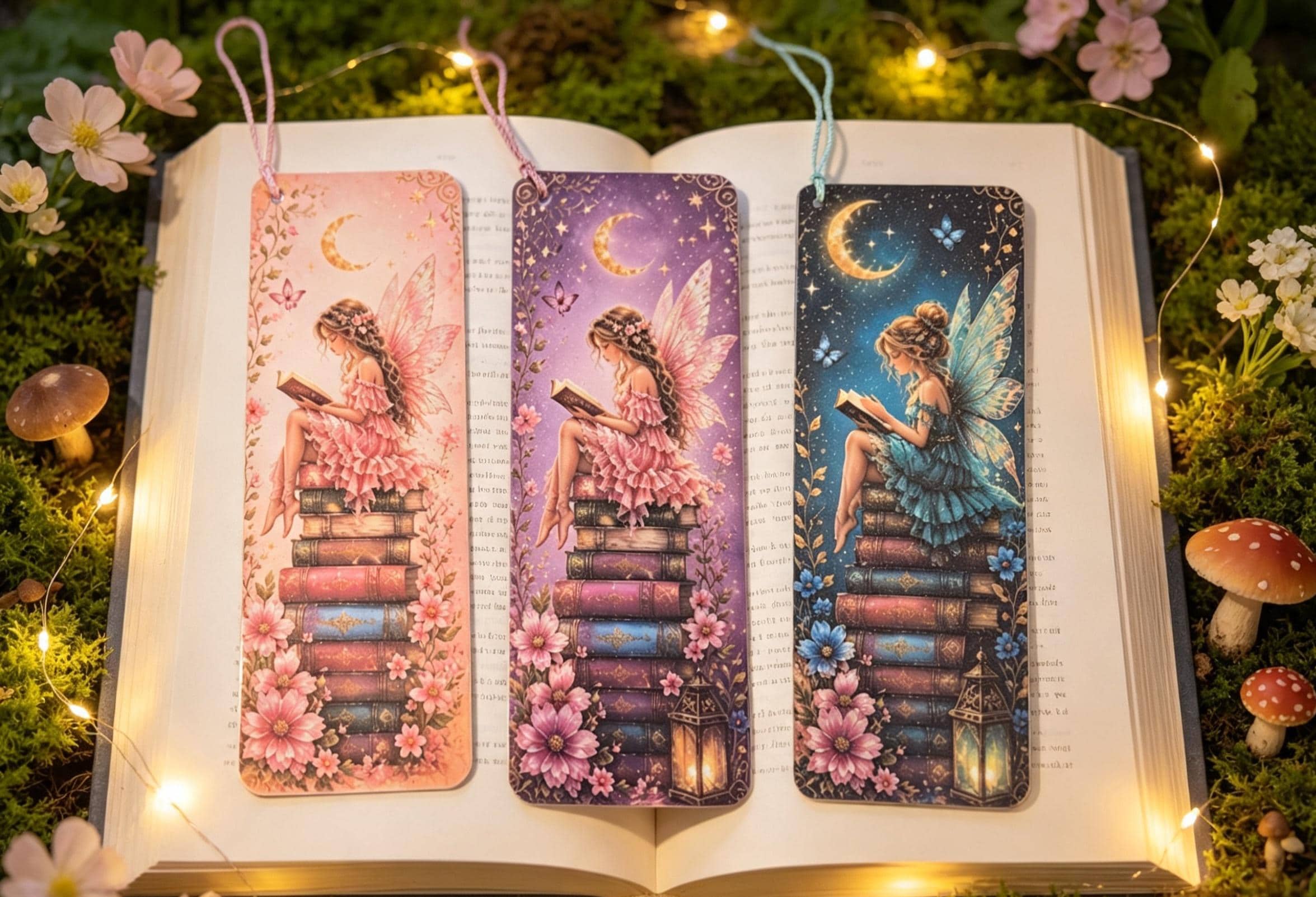 Fairy Bookmark Printable PDF Set Magical Fantasy Bookmarks Fairy Lover Gift Instant Download Reading Accessories