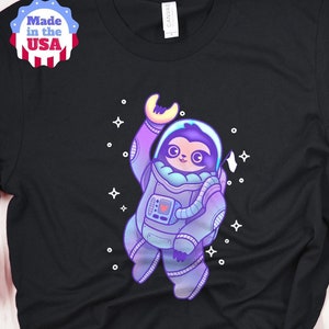 Kawaii Sloth Astronaut Space Galaxy, Astronauta Perezoso, Ropa Linda Pastel Gótico Jersey Unisex Camiseta de Manga Corta, Sudadera, Sudadera con Capucha