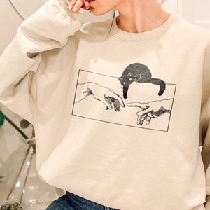 Cat Mom Hoodie, Pet sweatshirt, Adam Creation Sweat,Funny Cat Sweat, Cat Lover Gift for Women,Gifts for Cat Lovers,Minimalist,Cat Mom Sweat