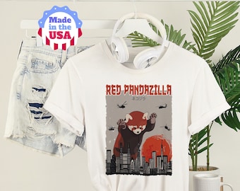 Red Pandazilla T-shirt, Panda Lover Tee, Funny Red Panda Shirt, Vintage Pandazilla Shirt Short-Sleeve Unisex T-Shirt Men&#39;s Short Sleeve Tee