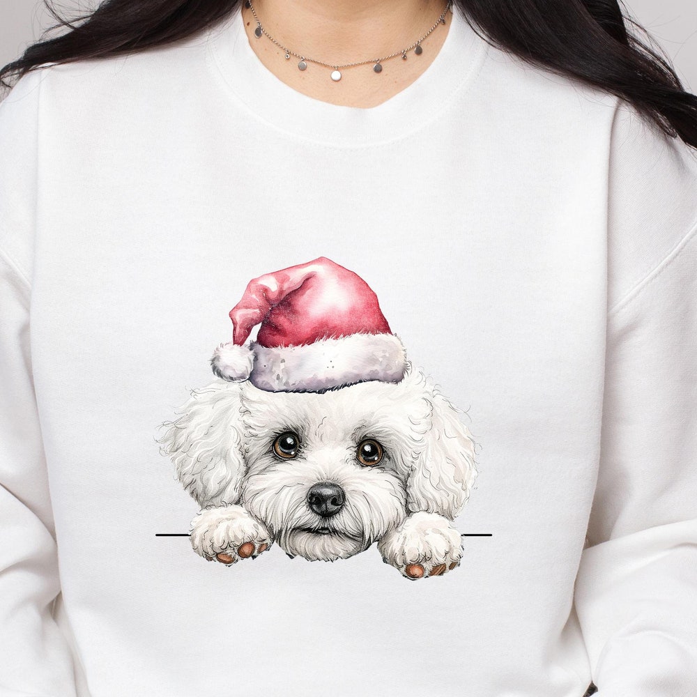 Bichon Frise Dog Christmas Sweatshirt, Dog Watercolor Shirt, Bichon Dog Mom, Gift For Dog Lover, Holiday Sweater, New Year Shirt Onlytee