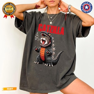 Catzilla Shirt, Retro Japanese Movie Poster T-shirt, Funny Cat Tshirt Comfort Colors®