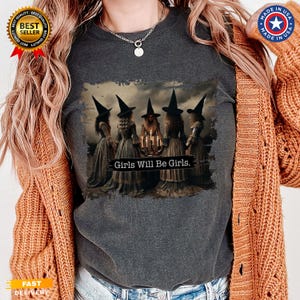 Vintage Mädchen werden Mädchen Hexe Shirt, lustige Hexe Vintage Shirt, Vintage Halloween Frauen Shirt, Witchy Vibes Shirt Comfort Colors®