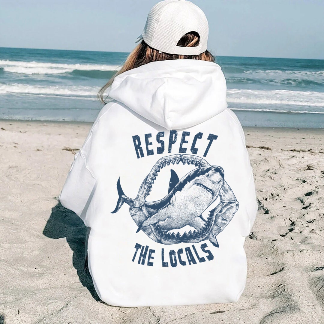 Respect Local Hoodie Aesthetic Shirt Words on Back Beach Tee Preppy ...