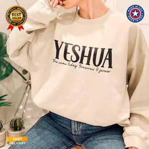Sweat-shirt Yeshua, Sweat-shirt chrétien, Chemises religieuses, Chemise verset de la Bible, Sweat à capuche Faith, Cadeaux chrétiens, Vêtements de Jésus, T-shirt de l&#39;église