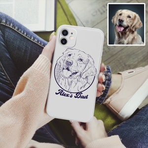 Niestandardowe etui na telefon z rysunkiem zwierzęcia domowego i zdjęciem + nazwą Niestandardowe etui na telefon z psem Niestandardowe etui na telefon z kotem Spersonalizowane etui na telefon
