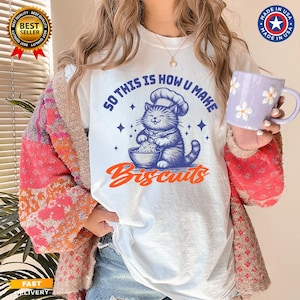 Retro Cat Biscuit Shirt, Gift for Cat Lover, Bread Making T-shirt, Gift for Baker, Cat Mom Funny Shirt, Cat Mama Birthday Comfort Colors®