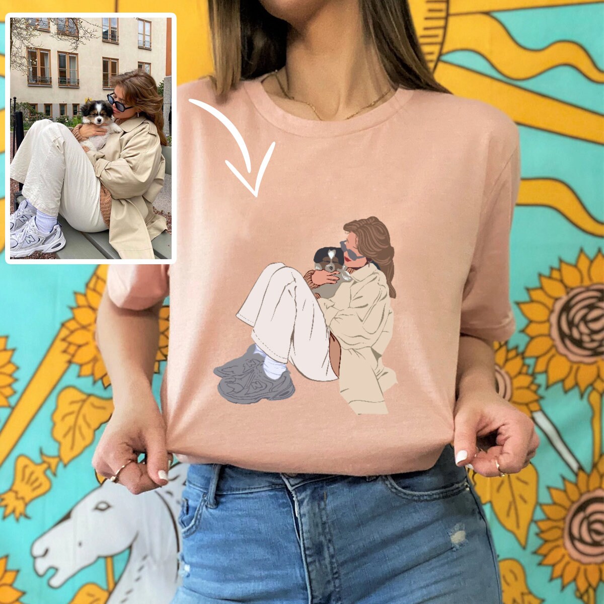 Custom Portrait From Photo, Outline Photo Sweatshirt