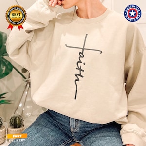 Glaube Kreuz Sweatshirt, christliches Geschenk, Glaube Geschenk, christliche Shirts, Liebe und Gnade Shirt, Glaube Kreuz, vertikales Kreuz, Jesus