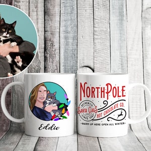 Hot cocoa Christmas mug, Personalized hot chocolate mug, Personalized Christmas Pets Owner, hot chocolate mug, North pole