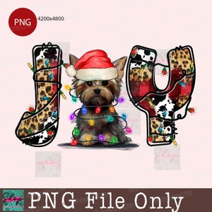 Joy Christmas Yorkshire Terrier Png Sublimation Design,Joy Christmas Png,Dog Png,Christmas Yorkshire Png,Descarga instantánea