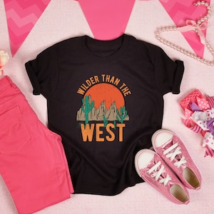 Toddler T-shirt - Wilder than the West Kids Retro TShirt - Retro Natural Infant, Toddler, Onesie, Youth & Adult Tee