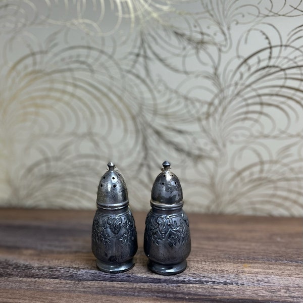 Vintage Pewter Salt and Pepper Shakers Etsy