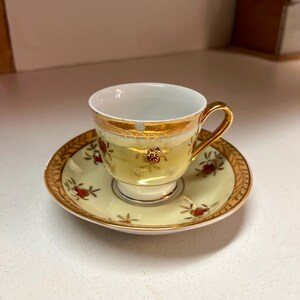 Vintage Gold Floral Japan China Teacup & Saucer