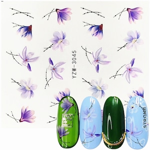 Nail Art Water Decals Stickers watercolor Transfers Summer  Flowers Petals Floral Fern Eucalyptus