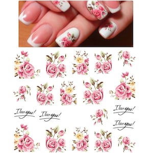 Nail Art Water Decals Stickers watercolor Transfers Summer  Flowers Petals Floral Fern Eucalyptus small size