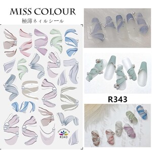 Squiggle Wavy Nail Stickers Pink Purple Blue Black White Ribbon Lace ...