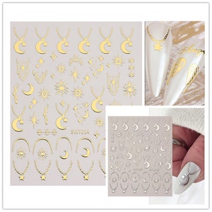 Gold Nagel Aufkleber, Totem Mond und Stern Nagel Aufkleber, Gold Nagel Aufkleber, Nagel Aufkleber Kunst, DIY Nägel