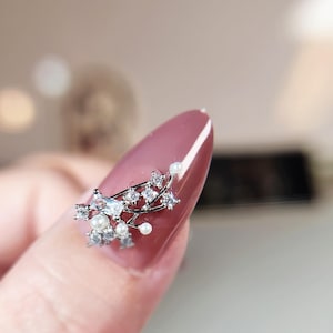 2 pcs High Quality Nail Gem|Nail Charms, earring charm|Glittering Zirconia Pearl Tassel, Nail Bling|Nail Crystal|Nail Rhinestone |gift