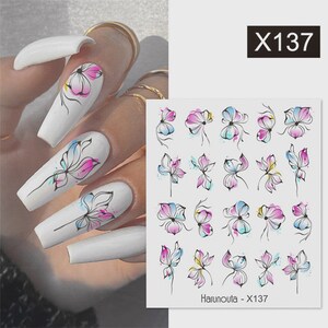 Nail Art Water Decals Stickers watercolor Transfers Summer  Flowers Petals Floral Fern Eucalyptus 137