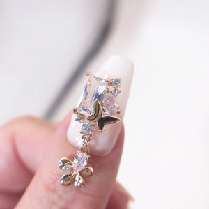 2 pcs High Quality nail Charms|earring charms|Nail Charms|3D Nail Art |Metal mosaic white zircon|Nail Bling|Nail Crystal| Rhinestone