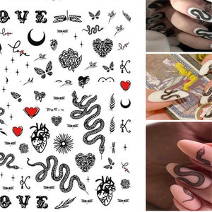Snake, Heart, Love Nail Self Adhesive Decals/Stickers Nail art