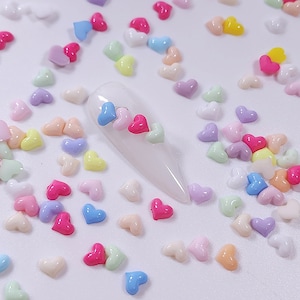 100+ pcs mixed color mini heart|Nair art| nail charms| Resin Macarons colorful heart ly2k|cabochon|4mm