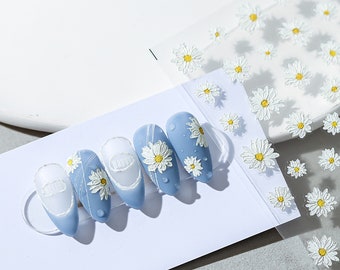 White daisy flower Nail Art Decals|Nail Sticker| Nail Diy  -  5D Self-Adhesive Nail Sticker