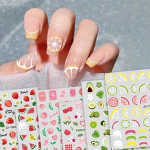 Peach Lemon Fruit Strawberry watermelon peach Extra Thin Self-Adhesive Nail Art Decals Stickers