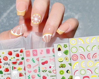 Peach Lemon Fruit Strawberry watermelon peach Extra Thin Self-Adhesive Nail Art Decals Stickers