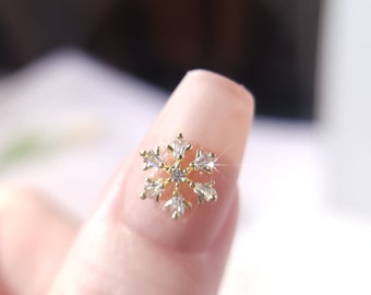 4 pcs High Quality ,christmas snowflake Nail Charms, 3D Nail Art , Metal mosaic white zircon , Nail Bling, Nail Crystal, Nail Rhinestone